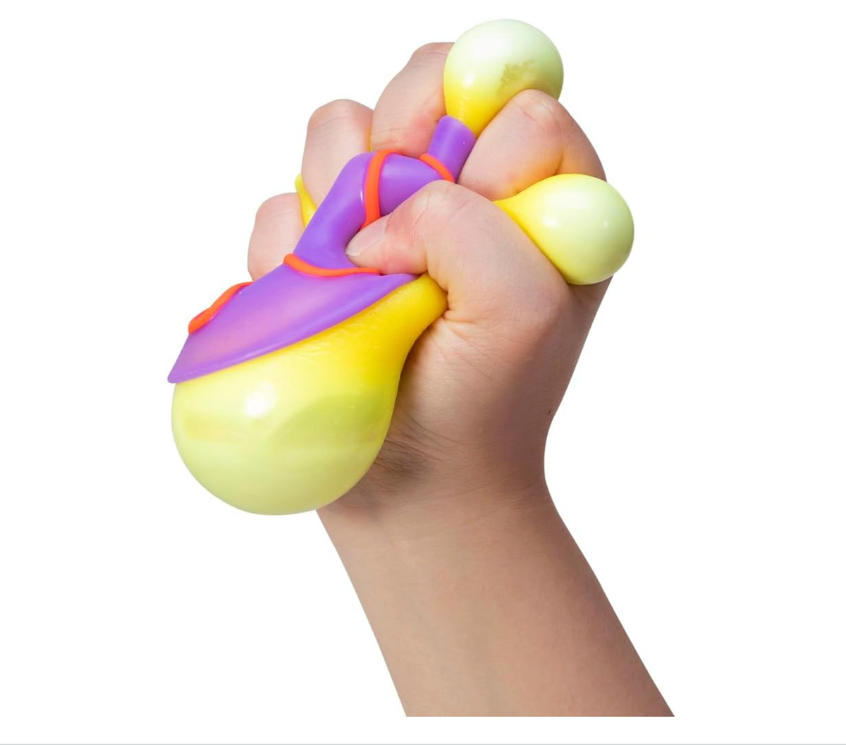 Hand squeezing NeeDoh Dohnut squishy donut fidget toy for stress relief and sensory play